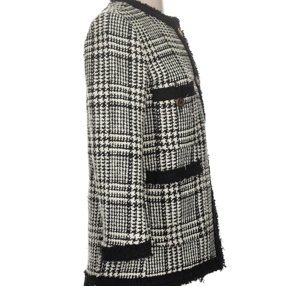 Zara Black & White Tweed Long Blazer Jacket - Picture 3 of 4